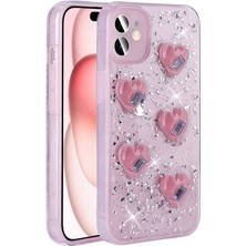 Zore Apple iPhone 14 Kılıf Airbagli Simli Arka Yüzey Usgn Işıltı Silikon Kapak-Pembe