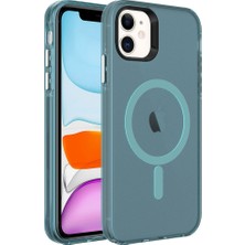 Zore iPhone 11 Uyumlu Usgn Magsafe Şarj Özellikli Buzlu Transparan C-Pro Sert Kapak-Yeşil