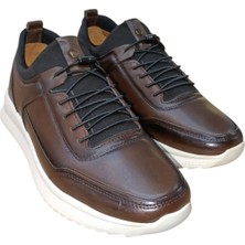 R&Yıl R & Yıl 5985 Erkek Hakiki Deri Lastik Bağcıklı Casual Ayakkabı Kahve