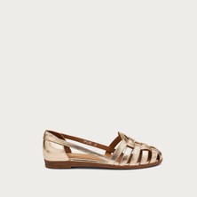 Kadın Sandalet 03V1 Frau Lamınated Leather Caged Ballet Flats