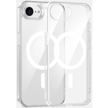 Zore iPhone 16E Kılıf Magsafe Şarj Özellikli Şeffaf Sert Pc Usgn Embos Kapak -116033