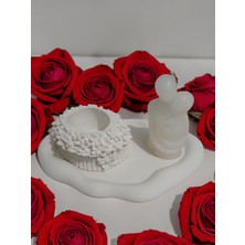 Doğal (Romantik): El Emeği Dekoratif Anne-Bebek/çift Figürlü Mum ve Çiçekli Obje Seti