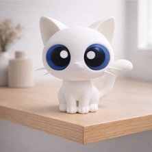 Beyaz Tatlı Kedicik Masaüstü Süsü