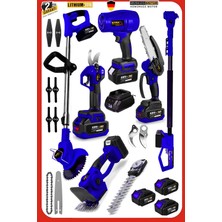 Staxx Power Akülü Çok Amaçlı Bahçe Makine 398VF Dal Budama Testeresi Çit Kesme Tırpan Üfleme Teleskop Uzatma Set