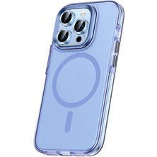 Zore Apple iPhone 15 Pro Max Kılıf Airbagli Magsafe Wireless Şarj Özellikli Lens Koruyuculu Usgn Klaptika Kapak-Mavi