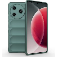 Zore Tecno Spark 30 Pro Kılıf Esnek Tpu Oyuklu Arka Yüzey Tasarımlı Usgn Etnik Silikon Kapak - Koyu Yeşil