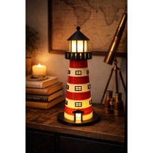 Kırmızı - Siyah Dekoratif Deniz Feneri Gece Lambası 23CM