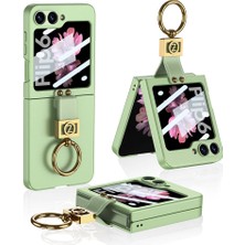 Zore Galaxy Z Flip 6 Kılıf Usgn Z Harfli Yüzüklü Kıpta Kapak-Yeşil