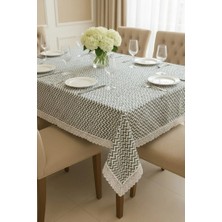 Rona Home Lüks Modern Masa Örtüsü -Leke Tutmaz Su Geçirmez Dantel Detaylı Detaylı Masa Örtüsü
