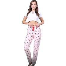 MK Beykoz Pijama Altı Modal  Ring Viskon Kumaş Çilek Desenli-Pembe