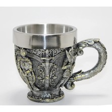 Flamex Şövalye Kabartmalı 3D Paslanmaz Çelik Kupa Bardak ALK4477