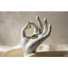 Jade | 925 Ayar Gümüş Yeşil Taşlı Küçük Halka Küpe