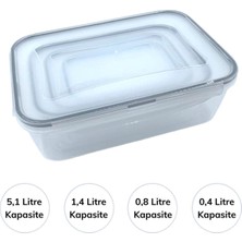 By Nevser® 4lü Iç Içe Sızdırmaz Contalı Kilitli Kapaklı Plastik Erzak Saklama Kapları LC315