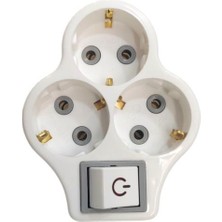 abnturk Üçlü Anahtarlı Topraklı Priz Çoğaltıcı Priz-Fiş.