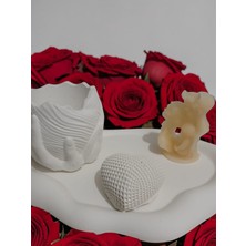 Doğal Minimalist Beton Dekorasyon Seti | El Figürlü Mumluk & Kalp Obje