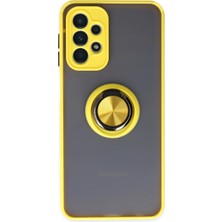 Najmaddin Samsung Galaxy A23 4g Kılıf Montreal Yüzüklü Silikon Kapak - Sarı