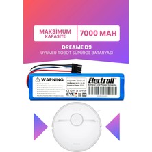 Electroll Dreame D9 Uyumlu Batarya (Maksimum Kapasite) 7000MAH Pil Robot Süpürge Mop Cleaner Bataryası Değişim RLS5-WH0
