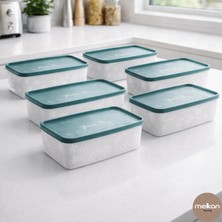 Melkan Home 2 Litre Turkuaz Derin Dondurucu Saklama Kabı 6'lı Set - Hava Geçirmez Kapaklı Mutfak Depolama Çözümü