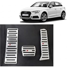 Otohousse Audi A3 Q3 Uyumlu Otomatik Vites Pedal Seti Gaz Fren Ayak Dayama Takımı 3 Parça Krom