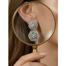 Prısm | 925 Ayar Gümüş Renkli Zirkon Taşlı Sallantılı Çiçek Küpe