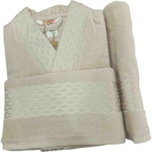 Özdilek 3' Lü Bornoz Seti L Beden ( Bornoz + Banyo Havlusu + Baş Havlusu ) Taş Renk