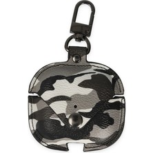Najmaddin Airpods Pro 2 (2.nesil) Çanta Kamuflaj Deri Kılıf - Gri