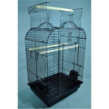EuroGold Storozal Pet Papağan Kafesi Açılır Çatılı Siyah 47X36X70