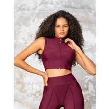 Lismina Mürdüm Rengi Dikiş Modelli Sculpt Line Spor Büstiyer ( Sporcu Sütyeni )