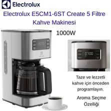 Electrolux Zaman Ayarlı Demleme, Aroma Seçme, Otomatik KAPANMA,1000W,CREATE 5 Filtre Kahve Makinesi