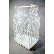 EuroGold Storozal Pet Papağan Kafesi Açılır Çatılı Beyaz 47X36X70