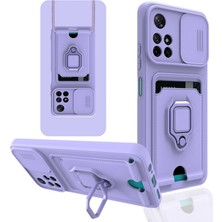 Najmaddin Xiaomi Redmi Note 11T Kılıf Zuma Kartvizitli Yüzüklü Silikon - Lila