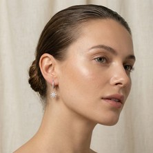 North | 925 Ayar Gümüş Kuzey Yıldızı Sallantılı Halka Küpe