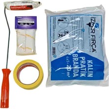 Hobi Set( Rulo Fırça 2 Adet Yedek Rulo Kalın Maskeleme Bandı 20M2 Kalın Branda)