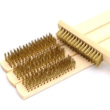 By Nevser® Metal Telli Fırça Ahşap Saplı Pas Kir Sökme Temizleme Fırçası
