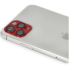 Newface iPhone 11 Pro Max Pers Alüminyum Kamera Lens - Kırmızı