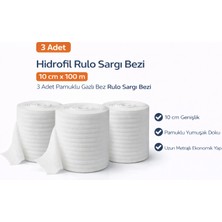 Hidrofil Rulo Sargı Bezi 10 cm x 100 M 3 Adet Pamuklu Gazlı Bez Rulo Sargı Bezi