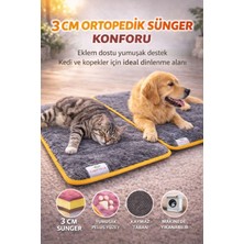 Carpetella 3 cm Süngerli Ortopedik Kedi Köpek Yatağı – Kaymaz Tabanlı Peluş Pet Mat Minderi