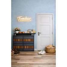 Tomkar 2+2 Antrasit Metal Ayakkabılık Ahşap Ceviz Kaplamalı ( Kilitli )