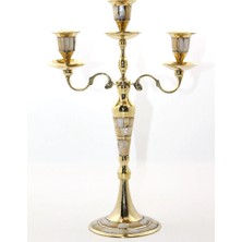 Najmaddin Pirinç Sedefli 3'lü Şamdan 26096