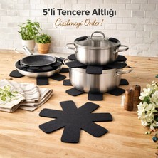 Multi Trendy 5 Adet Keçe Tencere Tava Borcam Koruyucu Ayırıcı Çizdirmez Ped Siyah