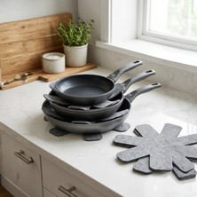 Multi Trendy 5 Adet Keçe Tencere Tava Borcam Koruyucu Ayırıcı Çizdirmez Ped Gri