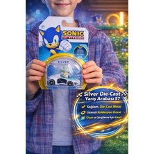 Toyfest Sonic Silver The Hedgehog Die Cast Metal Tekli Yarış Arabası 1:64 Ölçek - 7 cm