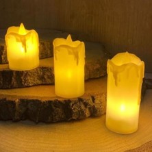 By Nevser® 3’lü Pilli Dekoratif LED Mum Işıkları – Gerçek Alev Efektli