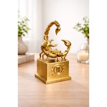 Hediyehanem Dekoratif Altın Renk Akrep Burcu Heykeli Biblo Modern Ofis ve Ev Aksesuarı (15X8 Cm)