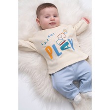 Moi Noi Premium Dog "play" Baskılı Ikili Takım - Ekru & Buz Mavisi