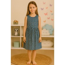GMG Collection Baby Mavi Çiçekçik Desenli Elbise