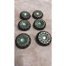 Antıksarı Kaplama Taşlı Metal Düğme 40 Boy 25 mm 6 Adet