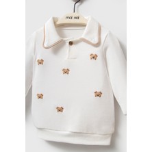 Moi Noi Premium Polo Yaka Mini Dog Nakışlı Ikili Takım - Ekru