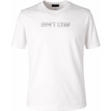 Trender 26YSS9000064 Beyaz Erkek T-Shirt Modal 0 Yaka Dont Stop