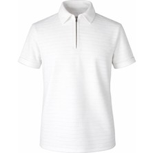 Trender 26YSS9000024 Beyaz Erkek T-Shirt Kayı Yarım Fermuarlı